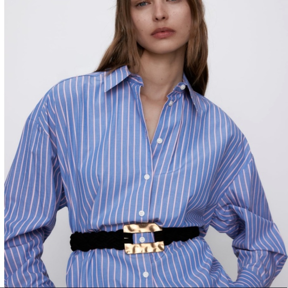 Zara woven black belt gold buckle size L NWT